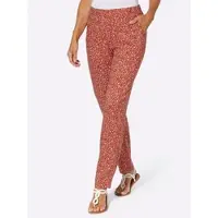 Sieh an! Schlupfhose SIEH AN "Schlupfhose Schlupfhose mit Punktedessin", Damen, Gr. 56, N-Gr, rot (rostrot, weiß, bedruckt), Basic, gerade, Hosen Schlupfhose
