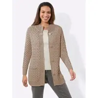 Inspirationen Longstrickjacke , Damen, Gr. 38, sesam, 50% Baumwolle, 50% Polyacryl, unifarben, Strickjacken Longstrickjacke