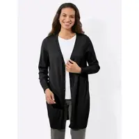 Casual Looks Longstrickjacke , Damen, Gr. 42, schwarz, 100% Baumwolle, unifarben, Strickjacken Longstrickjacke