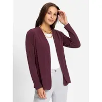 Lady Shirtjacke "Shirtjacke", Damen, Gr. 50, rot (burgund), 95% Polyester, 5% Elasthan, unifarben, V-Ausschnitt, Shirts Shirtjacke