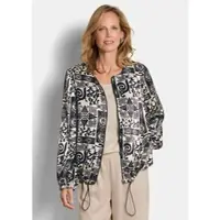 Goldner Kurzgröße: Satinjacke mit Aztekenmuster in stein / schwarz / gemustert | Gr.: 25