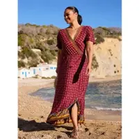 Sheego Jerseykleid "Jersey-Kleid", Damen, Gr. 50, Normalgrößen, lila (bordeaux, burgund, bedruckt), 95% Viskose, 5% Elasthan, bedruckt, gemustert, mehrfarbig, lang, Kleider Jerseykleid
