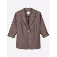 Sheego Blusenblazer "Leinen-Blazer Leinenblazer mit 3/4-Arm", Damen, Gr. 50, dunkeltaupe, Modisch, Blazer Blusenblazer