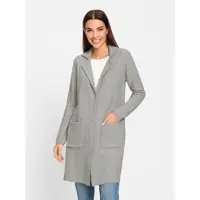 HEINE Strickjacke , Damen, Gr. 36, grau (hellgrau, meliert), 56% Baumwolle, 37% Polyacryl, 7% metallisierte Fasern, unifarben, Strickjacken Strickjacke