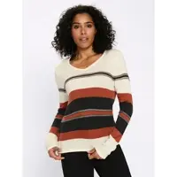 Sieh an! Langarm-Pullover in champagner-schwarz-geringelt | Gr.: 40