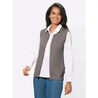 Witt Strickjacke "Strickweste Strickweste mit Reißverschluss", Damen, Gr. 40, taupe, meliert, Sportlich, Rundhals, Strickjacken Strickjacke