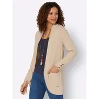 Witt Strickjacke "Strickjacke Longstrickjacke mit Struktur-Muster", Damen, Gr. 52, beige (elfenbein), Sportlich, Strickjacken Strickjacke