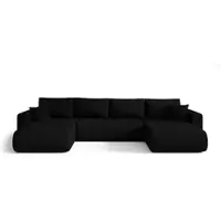 Fun-Möbel Wohnlandschaft Sofa mit Schlaffunktion CAMILA Stoff Wind Schwarz