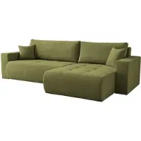 Fun-Möbel Ecksofa Schlafsofa Sofa ARMARI in Stoff Wind Moosgrün Ottomane Links