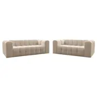 Fun-Möbel Sofaset Designersofa SOLVIE 3-4 in Stoff Tiffani Beige