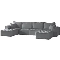 Fun-Möbel Wohnlandschaft Sofa U-Form Modulsofa-Set 4-teilig SANDE Stoff Alpine Anthrazit