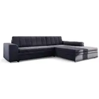 Fun-Möbel Ecksofa Schlafsofa Sofa LUSAKA in Stoff Fresh Schwarz Ottomane Rechts