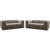 Fun-Möbel Sofaset Designersofa SOLVIE 2-2 in Stoff Tiffani Taupe