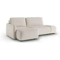 Fun-Möbel Ecksofa mit Schlaffunktion Sofa LUKA in Stoff Cremona Beige Ottomane Links