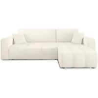 Fun-Möbel Ecksofa mit Schlaffunktion Sofa DAGNY in Stoff Poso Creme Ottomane Rechts