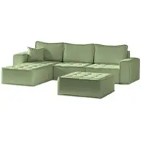 Fun-Möbel Ecksofa Modulsofa 4-teilig SANDE Stoff Alpine Hellgrün Ottomane Links