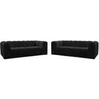 Fun-Möbel Sofaset Designersofa SOLVIE 3-3 in Stoff Tiffani Schwarz