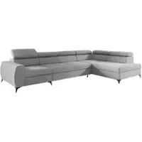 Fun-Möbel Ecksofa Schlafsofa Sofa TORONTO XL Stoff Element Hellgrau Ottomane Rechts