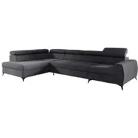 Fun-Möbel Ecksofa Schlafsofa Sofa TORONTO XL Stoff Element Graphit Ottomane Links