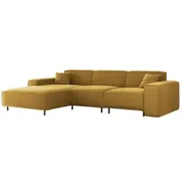 Fun-Möbel Ecksofa Designersofa GLORIA in Stoff Tiffani Honiggelb Ottomane Links