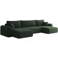Fun-Möbel Wohnlandschaft Sofa mit Schlaffunktion FLORA Stoff Poso Grün