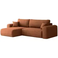 Fun-Möbel Ecksofa Schlafsofa FLORA Stoff Verita Ziegelrot Ottomane Links