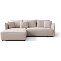 Fun-Möbel Ecksofa Schlafsofa EVORA Stoff Poso Altweiß Ottomane Links