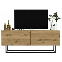 Meble Lindner Loft TV-Schrank TV-Lowboard Enjoy Zweitürig Schwarze Metall Fußgestell Modern Lindner Möbel 120cm x 46cm x 35cm Farbe: Eiche artisan matt