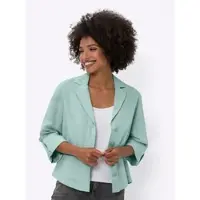 HEINE Kurzblazer "Blazer Leinenblazer mit Riegel am Langarm", Damen, Gr. 36, grün (kalkmint), Modisch, Blazer Kurzblazer
