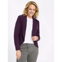 Sieh an! Strickjacke SIEH AN "Strickjacke Strickjacke mit Schalkragen", Damen, Gr. 42, traube, Strick, , Basic, Strickjacken Strickjacke