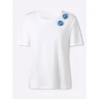 Sieh an! Kurzarm-Shirt in ecru-mittelblau | Gr.: 48