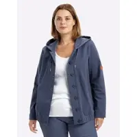 Sheego Shirtjacke "Blouson Shirtjacke mit Kapuze", Damen, Gr. 48, rauchblau, Sportlich, Shirts Shirtjacke