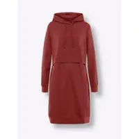 HEINE Shirtkleid "Shirtkleid Shirtkleid mit Kapuze, 2-in-1-Optik", Damen, Gr. 46, N-Gr, rot (dunkelrot), Casual, Kleider Shirtkleid