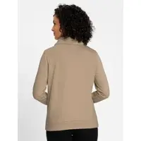 Witt Trainingsshirt "Sweatshirt Sweatshirt mit überlappendem Rollkragen", Damen, Gr. 38, beige (beige, eucalyptus, bedruckt), Modisch, Shirts Trainingsshirt