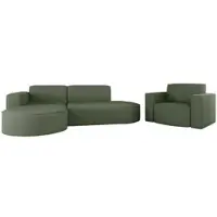Fun-Möbel Sofa Set 2-teilig Sessel und Ecksofa PALMA XS Stoff Scala Forest Ottomane Links