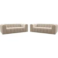 Fun-Möbel Sofaset Designersofa SOLVIE 3-3 in Stoff Tiffani Beige