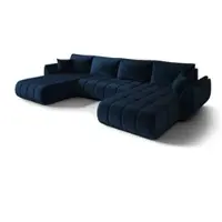 Fun-Möbel Wohnlandschaft Sofa mit Schlaffunktion MISATO Stoff Monolith Dunkelblau