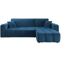 Fun-Möbel Ecksofa mit Schlaffunktion Sofa DAGNY in Stoff Kronos Blau Ottomane Rechts