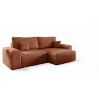 Fun-Möbel Ecksofa Schlafsofa Sofa ARONA XS in Stoff Centaur Rostbraun Ottomane Rechts
