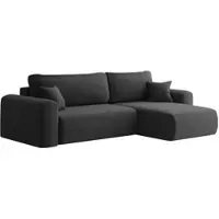 Fun-Möbel Ecksofa Schlafsofa FLORA Stoff Poso Schwarz Ottomane Rechts