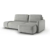 Fun-Möbel Ecksofa mit Schlaffunktion Sofa LUKA in Stoff Cremona Hellgrau Ottomane Rechts