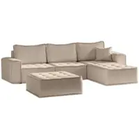 Fun-Möbel Ecksofa Modulsofa 4-teilig SANDE Stoff Alpine Toffee Ottomane Rechts