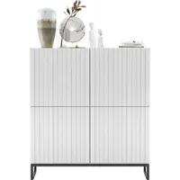 Meble Lindner KOMMODE Elpis 4D Weiß matt 112 cm mit Metallrahmen