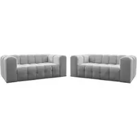 Fun-Möbel Sofaset Designersofa SOLVIE 2-2 in Stoff Moly Hellgrau
