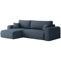 Fun-Möbel Ecksofa Schlafsofa FLORA Stoff Verita Dunkelblau Ottomane Links