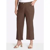 Sheego Webhose , Damen, Gr. 46, Normalgrößen, braun (schoko), 55% Leinen, 45% Viskose, unifarben, Hosen Webhose