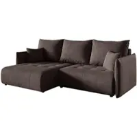 Fun-Möbel Ecksofa Schlafsofa CANIO Stoff Monolith Dunkelbraun Ottomane Links