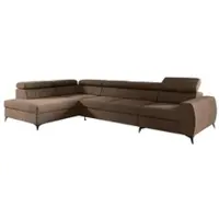 Fun-Möbel Ecksofa Schlafsofa Sofa TORONTO XL Stoff Element Schokobraun Ottomane Links