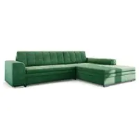 Fun-Möbel Ecksofa Schlafsofa Sofa LUSAKA in Stoff Fresh Grün Ottomane Rechts