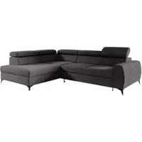 Fun-Möbel Ecksofa Schlafsofa Sofa TORONTO Stoff Element Schwarz Ottomane Links